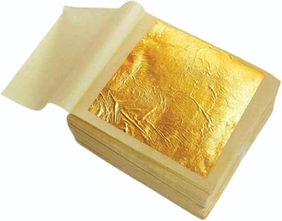 L.A. Gold Leaf Pure Gold Leaf/Gold Vark/Gold waraq (20.pcs) Sheet 24K Gold Leaf Leaves Foil for L.A. Gold Leaf Finest Gold Leaves Food Gilding Facial Beauty Spa Size(2 X 3 Inch_