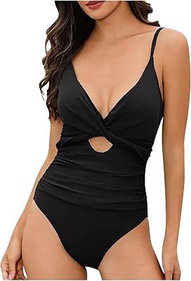Lastesso Womens One Piece Swimsuits Tummy Control Slimming Bathing Suit Push Up Cutout Spaghetti Strap Swimsuit Monokini