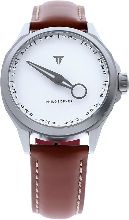 Trifoglio PH121SSWH White / Brown Trifoglio Italia PHILOSOPHER One-Hand Watch, Single Hand Watch, Single Handmeter, Automatic, Men's Watch, White Dial, Calf Leather Strap, white, Retro