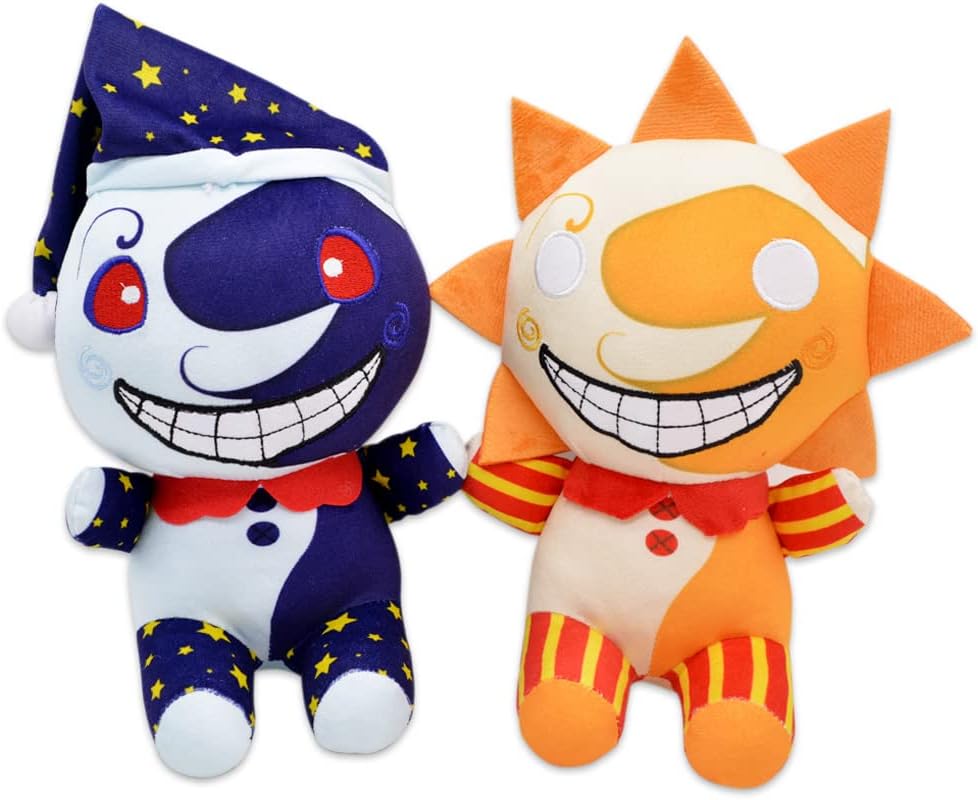 9.8IN Sundrop FNAF Toys,Kawaii Sundrop Moondrop FNAF Security Breach,Clown Figure Cartoon Toys,at Freddy's Collection Gifts for Fans.（AB