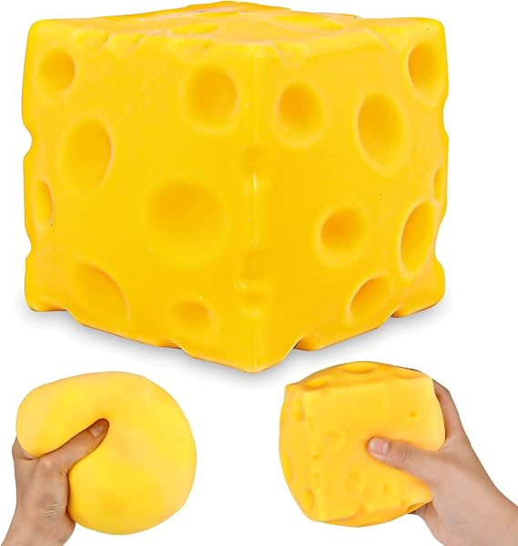 Cheese Squishy, Big-Cheese Stress Ball Realistic Design, Cheese-Cube Stress Relief Solution, Big Cheese Squishy, Giant Cheese Squishies, Unbreakable Lovely Sensory Toys For Adults & Kids