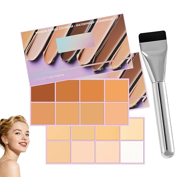 Soft Matte Cream Concealer Palette | 8 Shades | Waterproof Full Coverage | Long Lasting Lightweight Formula | with Applicator for Blemishes Cover (Medium+Light)