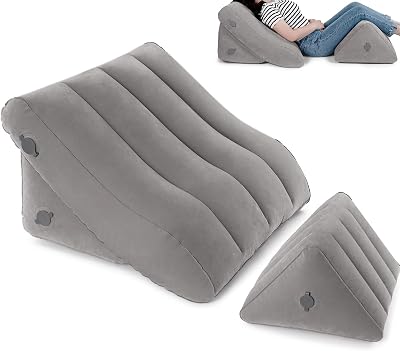 Inflatable Wedge Pillow Set - Travel Wedge Pillow for Sleeping with Adjustable Height - Inflatable Wedge Cushion for Adults with Pain Relief - Blow up Bed Wedge & Easy Storage