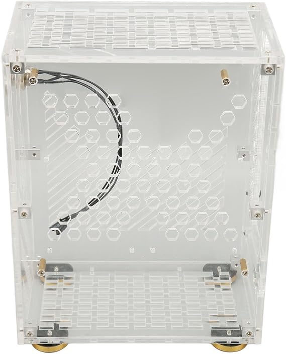Mini ITX Case,Clear Acrylic ITX Computer Case 360 Degree Cooling Cushioning Foot Pads Mini PC Case for Flex 1U Power 2.5in SSD 4.3L (Transparent)
