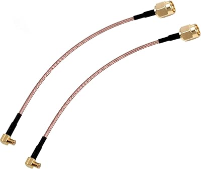 DHT Electronics 2PCS RF coaxial Coax Cable Assembly SMA Male to MCX Male Right Angle 6