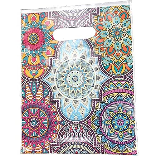 JS Mandala Plastic Merchandise Gift Die-Cut Handle Bags 9x 12 pack for 20 Bags