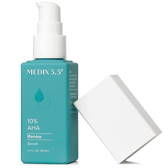 MEDIX 10% Glycolic Acid + Lactic Acid Leave-On Exfoliating Skin Care Body Gel | AHA Exfoliant Body & Face Serum Refines + Softens Dry Dead Skin, Uneven Skin Tone, KP Bumps, Wrinkles, 1.7 Fl Oz