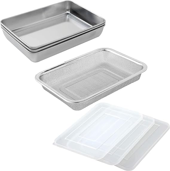 Ernest Stainless Steel Bat Square Colander Set with Lid A-76437