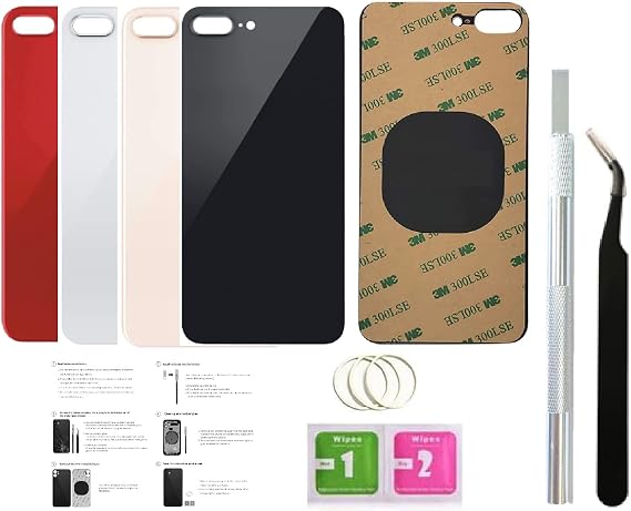 2 PCS Back Glass Replacement for iPhone 8 Plus Back Cover Glass (5.5 Inch) with Pre-Installed Tape and Repair Tools (Gold)