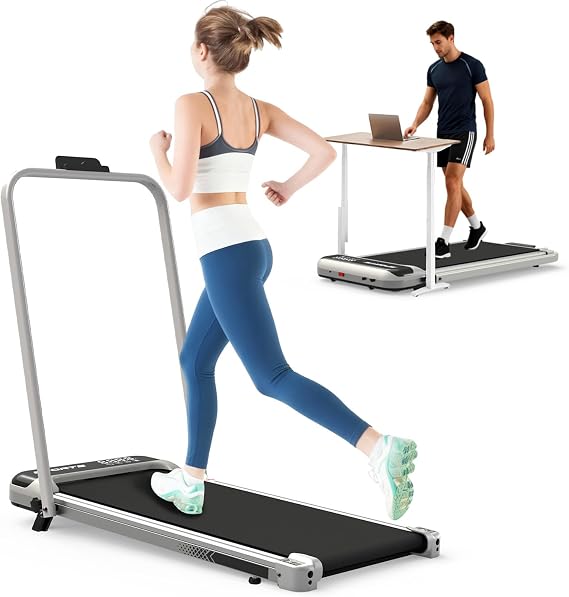 3 in 1 Under Desk Treadmill, Foldable Treadmills for Home Jogging, 2.5HP Portable Treadmill with Remote Control & LED Display, Walking Pad with Handle Bar and Incline,265LBS