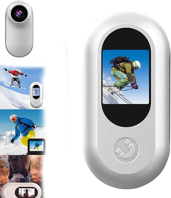 Body Cameras with Audio and Video, Portable Mini Action Camera, Multi-function Thumb Sports Pov Camera, Wearable Hands-Free Body Cam Accessory for Cycling, Motorcycle(White,32GB)