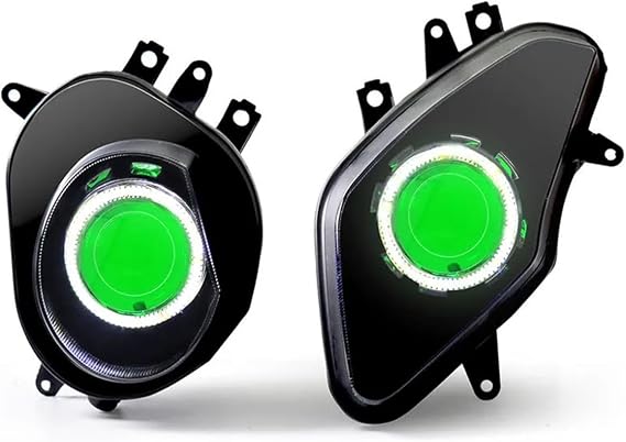 Motorcycle LED Headlight Assembly Compatible with BMW S1000RR 2009-2014/HP4 2013-2014 Front Headlamp Completed(Green Demon Eye)