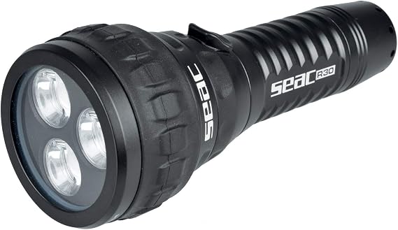 SEAC R30 1500 Lumens LED Underwater Micro-USB Rechargeable Black Scuba Diving Flashlight