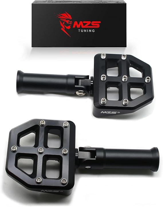 MZS Motorcycle Passenger Foot Pegs, Softail Rear Footpegs MX Wide Footrest Support Mount Kit CNC Black Compatible with 2018-2025 Fatboy Sport Glide Street Bob Deluxe Heritage Slim Breakout Low Rider