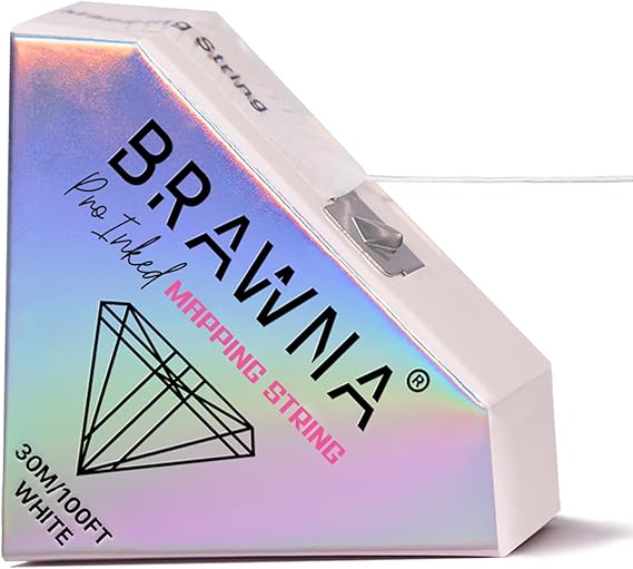 BRAWNA [ Upgraded Version ] 30 Meters White Brow Mapping string for Eyebrow Measuring - Microblading Supplies - PMU Kit - Brow Lamination Kit - Pre inked Mapping Thread