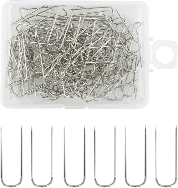 100 Pieces U Shaped Fork Pins for Sewing Double Blocking Pins U-Pins for Jewelry Display Craft DIY Multipurpose Straight Pins for Fabric Quilting Crafts Making Home Decor Needlecrafts Pin U Pin Needle