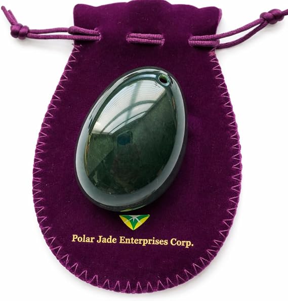 Polar Jade Undrilled Nephrite Jade Stone Egg Large Size (50 35 mm) | 100% Natural Canadian Jade, Smooth Hand-Polished with Certificate of Authenticity & Velvet Pouch
