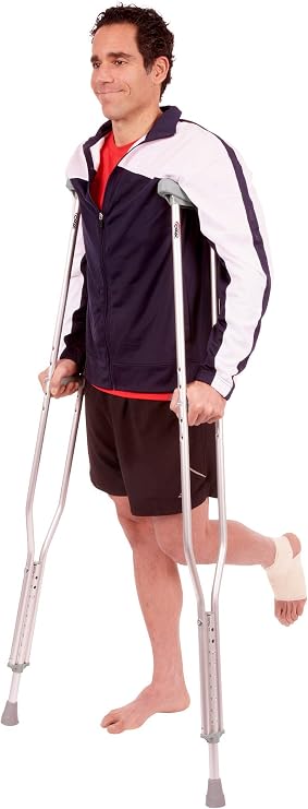 Carex Push Button Aluminum Crutches - Height Adjustable Crutches Adult Size Fits Individuals from 5'2" to 5'10" Tall, Completely Assembled with Crutch Pads, Hand Grips and Crutch Tips