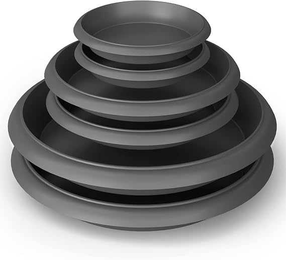 Plant Saucer 6 Pack Drip Trays Planter Pot Base Heavy Duty Plastic Drainage Tray for Indoor Houseplants Outdoor Garden 5 inch 8 inch 11 inch 3 Sizes 2 Each Round (Brownish Black)