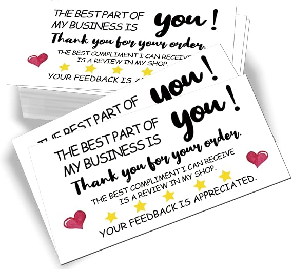 100 Mini Thank You For You Order Business Thank You Cards Shopping Purchase Greeting Cards to Customer Appreciation Cards for Small Business Owners Package Inserts