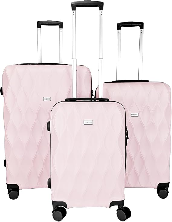Suitcase Set of 3 Suitcases - Luggage Sets 3 Piece Hardshell - Lightweight Suitcase Sets with Lock - Large Medium Small Suitcases 4 Wheels Case and Hand Luggage set (Pink - Black, Set of 3)