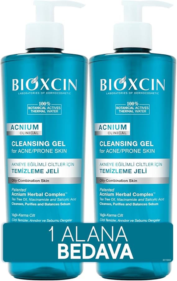 Bioxcin Acnium Sebum Dengeleyici Yüz Yıkama Jeli 500 ml 1 Alana 1 Hediye – Salisilik Asit, Çay Ağacı ve Niasinamid İçeren Yağlı ve Akneye Eğilimli Ciltler İçin Temizleyici