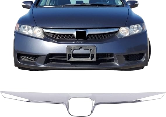 Front Grille Grill Fits Honda Civic 09-11 Chrome | Chrome finish; Fits Honda Civic Hybrid Civic 09-11; Verify Vehicle Fitment Before Purchase; Direct Replacement; HO1210127