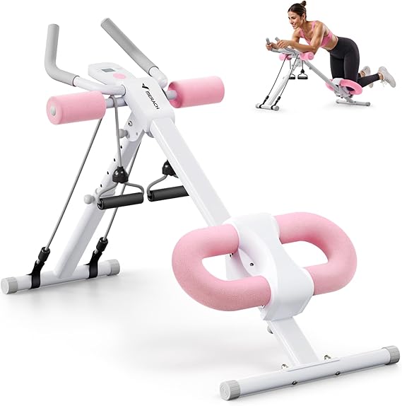 MERACH Ab Machine, Abs Workout Equipment, Adjustable Ab Trainer Machine for Abs Workout at Home Gym, Foldable, Knee Protection