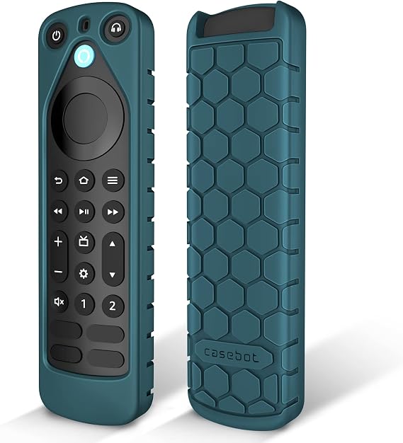 Silicone Case for Alexa Voice Remote Pro (2022 Release), Dark Cyan | Shockproof Protective Remote Controller Cover, Honey Comb, Lightweight, Anti-Slip