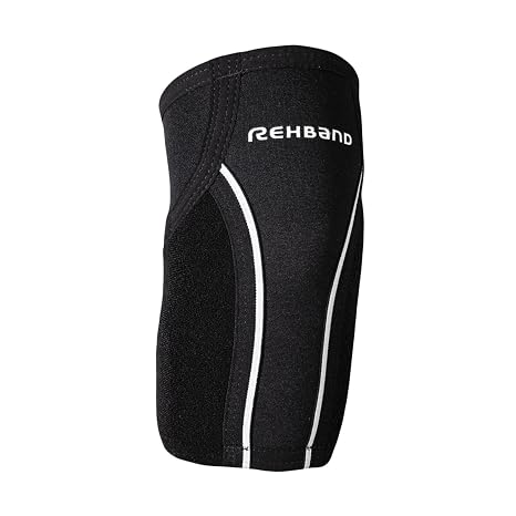 Rehband Tennis & Golfer elbow support, 1 piece, elbow bandage for racket sports like baseball, padel, pickleball with pressure pads, Colour:Black, Size:Small