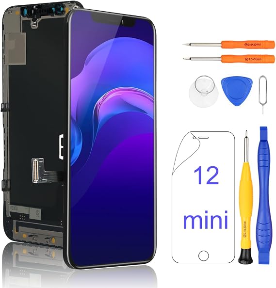 Yodoit for iPhone 12 Mini Screen Replacement Kit COF FHD LCD Display 3D Touch Digitizer Glass Assembly with Repair Tool A2176 5.4 Inch