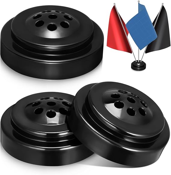 BESPORTBLE Miniature 8 Hole Flag Stand Base, Mini Flag Stand Holder, Eight Hole Black Base Flag Holders for Almost All Desk Small Mini Flags 3Pcs