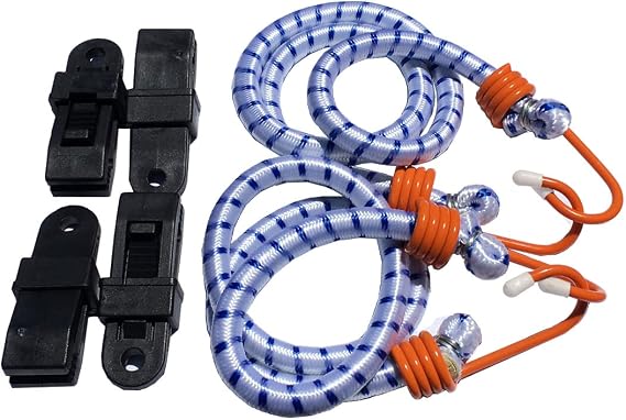 Gust Strap Wind Protector Kit Heavy-Duty Car Cover Straps with Bungee Cords and Hooks & Strong Locking Clips, Universal Fit for Trucks and SUVs, Keeps Covers Secure in High Winds