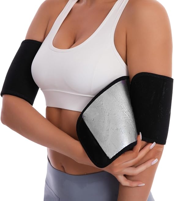 Sauna Arm Sleeves, Adjustable Arm Trimmers Women & Men 2-Pack | Sweat Arm Wraps Toning Bands with Adjustable Straps, Compression Sauna Sleeves Arm Shaper for Workout Gym Yoga Running