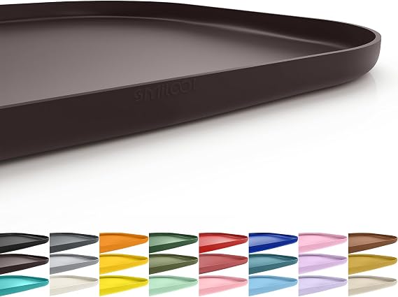 SMILOOL Silicone Pet Food Mat with Raised Edge for Food and Water Bowl, Dog Feeding Mats, Cat Food Trays for Floor Waterproof, Rubber Tray for Dogs and Cats, 19 x 12 x 0.7 Dark Brown