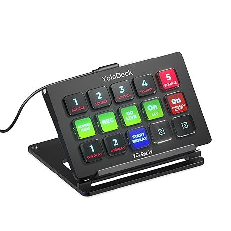 YoloLiv YoloDeck, Studio Controller Keyboard for YoloBox | 15 Customizable LCD Keys, Plug-and-play USB-C setup, Compact, lightweight, Trigger Actions on YoloBox