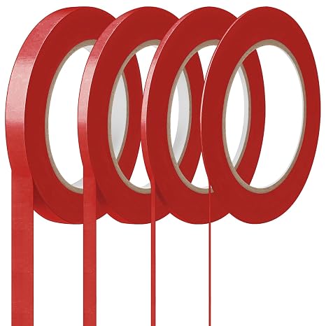 Epakh 4 Pack Red Pinstripe Tape Painters 1/16 1/8 1/4 1/2 Inch,Red,55 Yd