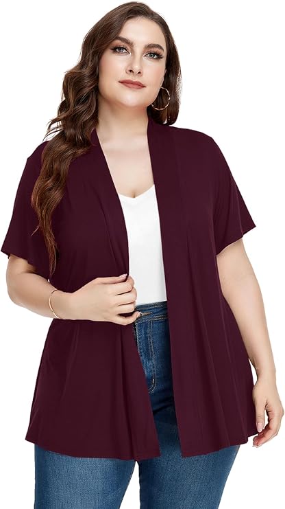 LARACE Short Sleeve Cardigans for Womens Summer Tops Casual Plus Size Open Front Lightweight Cover Up