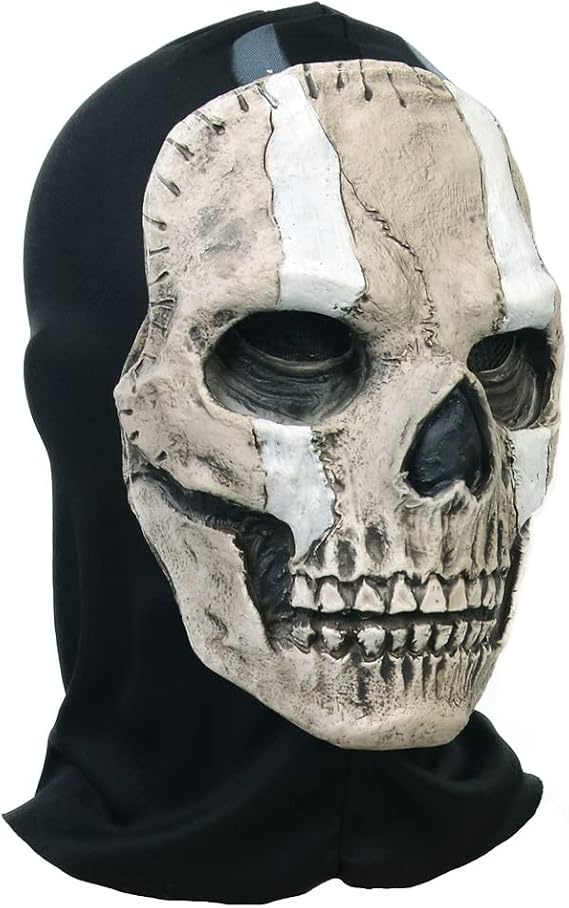 Halloween Adult COD Ghost Face Costume, Latex Scary Cosplay Mask, Party Horror Full Head Skull Skeleton
