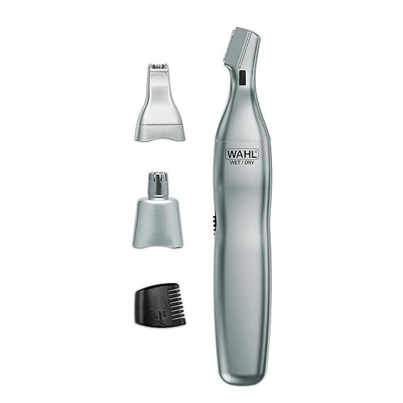 Wahl Battery Mens Nose Hair Trimmer - Eyebrows, Neckline, Nose & Ear Hair | Quick Multi-Head Cordless Precision Trimming For Nose, Ear, Eyebrow, And Neckline Detailing Model 5545-400