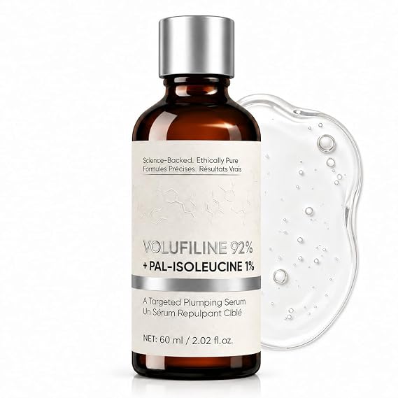 Volufiline 92% + Pal-Isoleucine 1% Serum, Face Plumping Serum for Eye Area, Cheeks & Smile Lines, Helps Skin Look Smoother & Firmer, Lightweight Fast Absorbing Formula, 60ml