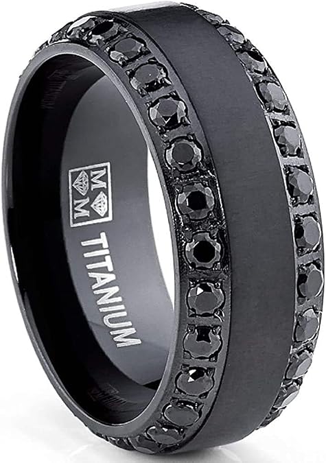 Metal Masters CO. Men's Titanium Wedding Band Ring 8MM Brushed Finish Rose Goldtone Black Silvertone