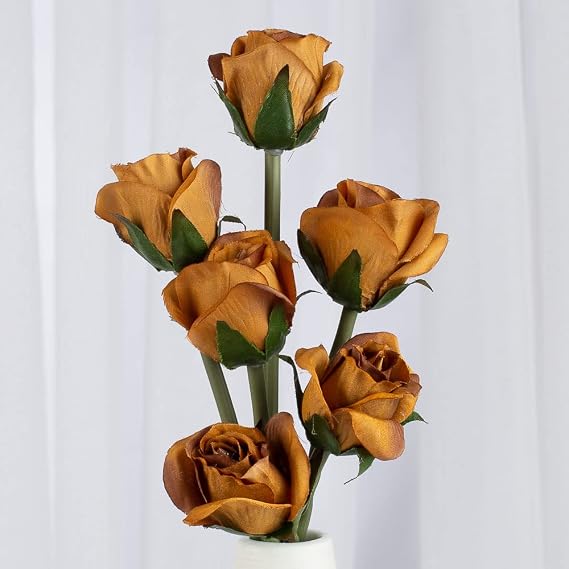 Factory Direct Craft Group of 3 Artificial Chocolate Brown Rose Bud Bundles for Floral Decorating and Displays