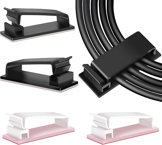 Cable Management Clips Black and White Bundle