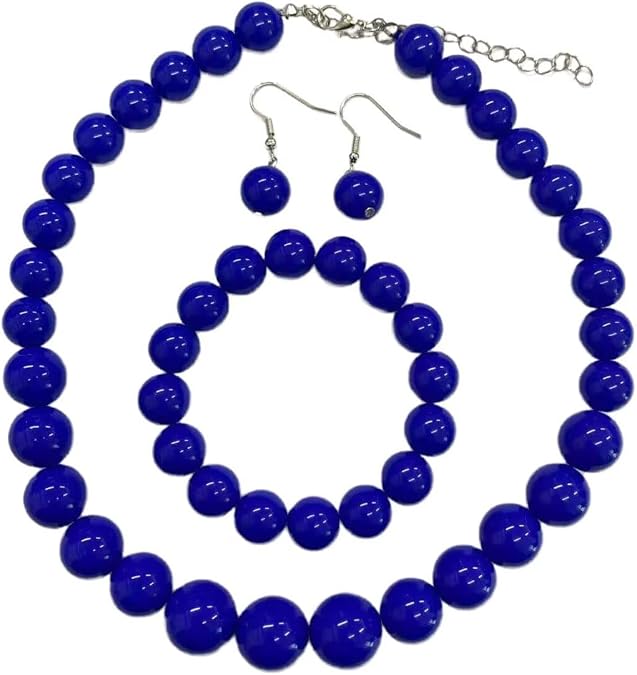 Zian Colorful Beaded Necklace Bracelet Earrings Jewelry Set 3 Pieces Acrylic Round Beaded Bracelet Choker for Women Statement Party Jewelry