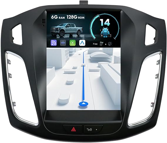 9.7" IPS 2 Din Android 14 Car Radio Suitable For Ford Focus MK3 2012-2018- [6G+128G] - [Built-in Carplay+DSP+GPS] - [Camera+Mic] SWC BT 4G WiFi AUX DAB Head Unit