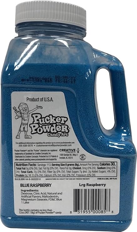 Pucker Powder Sour Blue Raspberry 32oz Bottle
