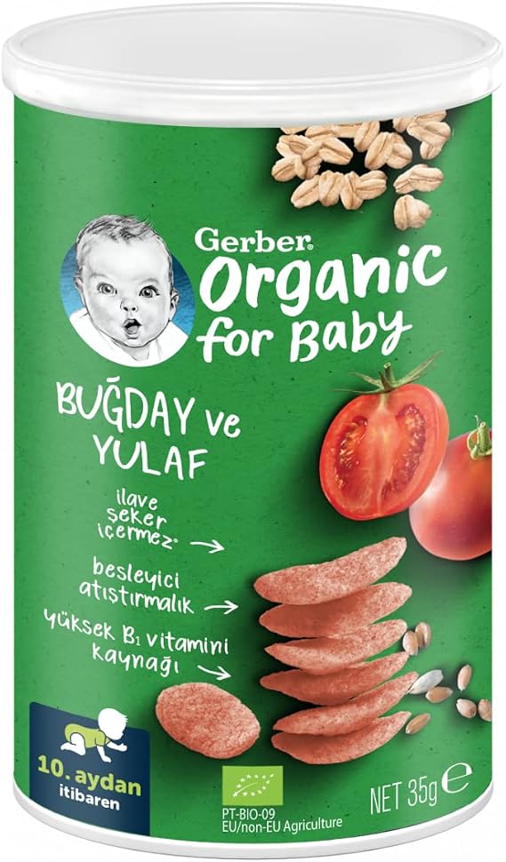Gerber Organic Wheat and Oat Tomatoes, Carrots and Onions Baby Snack 35 g