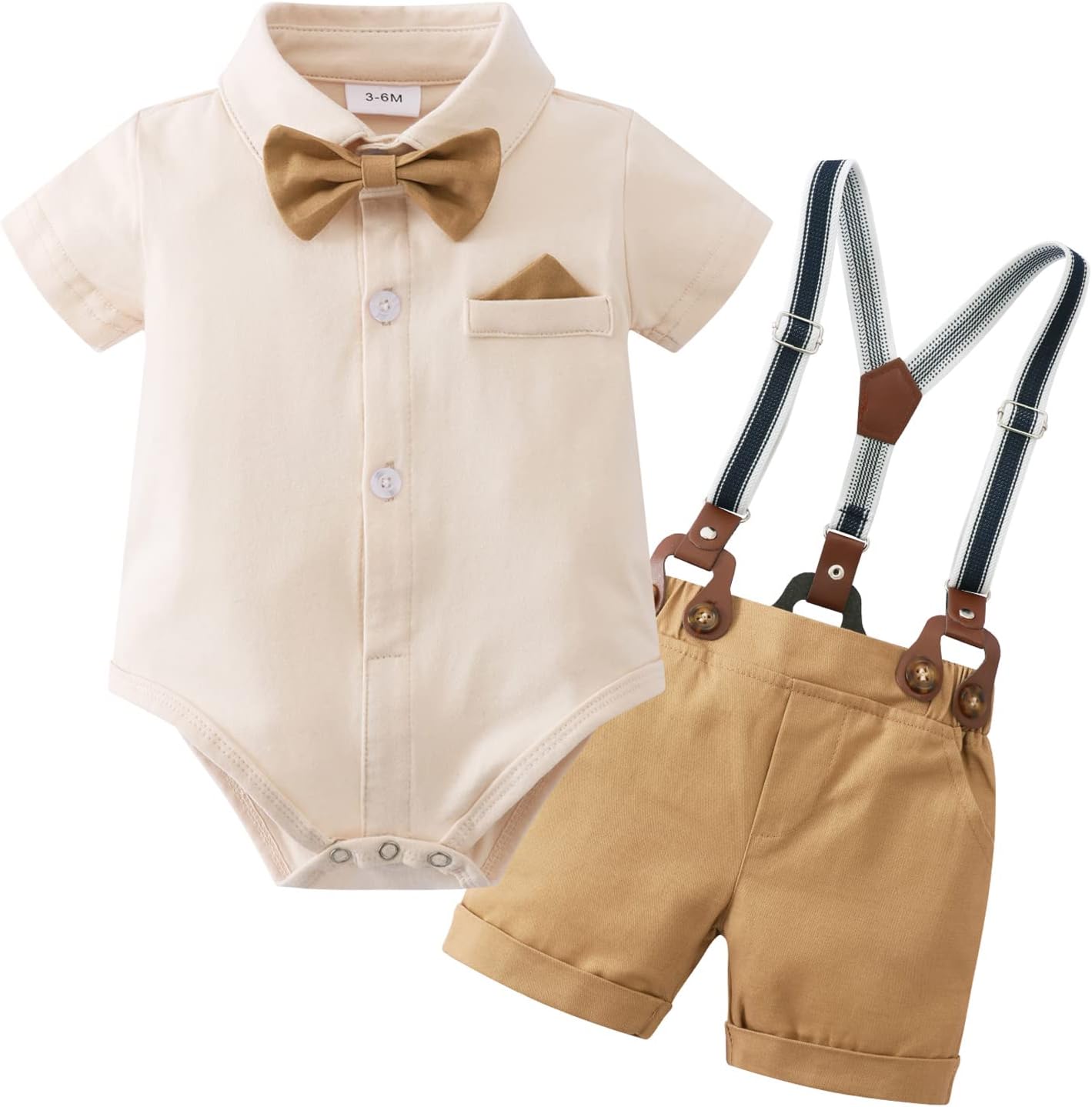 Baby Boys Outfits Clothes Sets 0-18 Months Toddler Infant Party Gentleman Romper Jumpsuit  Suspender Pants  Beret Hat 3pcs