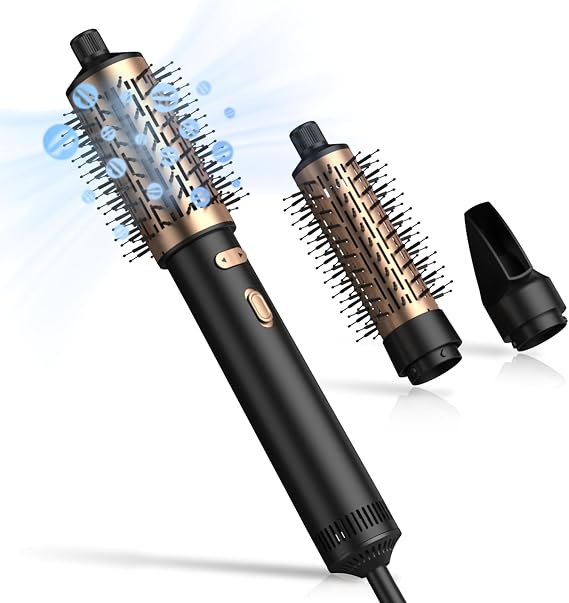 4 in 1 Rotating Hair Dryer Brush Spinning with Detachable Brush,Rotating Hot Air Brush for Curling,Straight,Drying